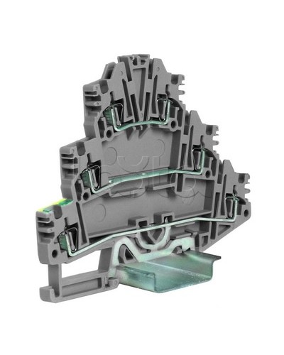 Зажим трех-уровневый c заземлением на нижнем уровне 2,5 кв.мм, серый DKC ZHL500GR в Ростове-на-Дону Держатели, клипсы, скобы Pintop.ru