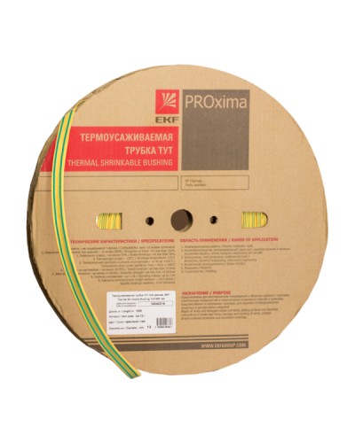 Термоусаживаемая трубка ТУТ нг 16/8 жел-зел рулон EKF PROxima (tut-16-yg) в Ростове-на-Дону Аксессуары для кабель-канала Pintop.ru