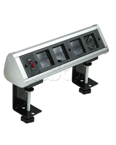 Блок настольный с выключателем нагрузки на 4 модуля (45х45мм) на струбцинах (алюминий) Экопласт 70314 в Ростове-на-Дону Аксессуары для кабель-канала Pintop.ru