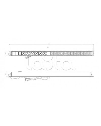 Блок розеток вертикальный черн Hyperline (SHE-6SH-12IEC-2.5AIEC) в Ростове-на-Дону Блоки розеток Pintop.ru