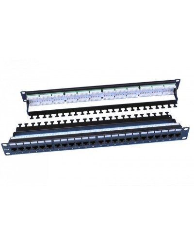 Патч-панель 19, 1U, 24 порта RJ-45, категория 6, Dual IDC, цвет черный Hyperline PP3-19-24-8P8C-C6-110D в Ростове-на-Дону Патч панель Pintop.ru