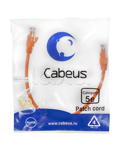 Патч-корд медный U/UTP кат.5е (0,3м) LSZH (оранжевый) Cabeus (PC-UTP-RJ45-Cat.5e-0.3m-OR-LSZH) в Ростове-на-Дону Патчкорды (медные) Pintop.ru