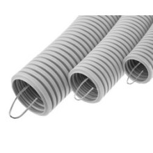 Труба гофрированная ПВХ легкая, с зондом диам. 16 мм (100м), огнестойкость E15-E90 Экопласт 10116-E90