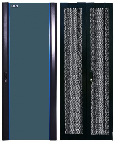 Комплект дверей 42U, 600 мм, черный, передняя - стекло, задняя - распашная перфорированна TWT TWT-CBB-DR42-6x-S-GP в Ростове-на-Дону Аксессуары для стоек и шкафов Pintop.ru