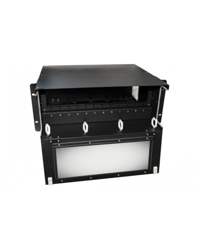 Патч-панель 19” универсальная Hyperline FO-19BX-4U-F2-12xSLT-W120H32-EMP в Ростове-на-Дону Кросс оптический Pintop.ru