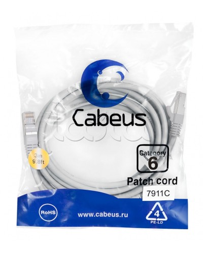 Патч-корд Cabeus PC-FTP-RJ45-CAT.6-3M-LSZH в Ростове-на-Дону Патчкорды (медные) Pintop.ru