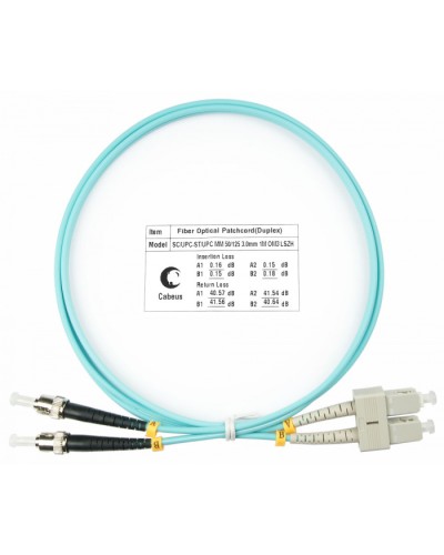 Шнур оптический duplex SC-ST 50/125 MM OM3 1 м LSZH Cabeus FOP-50-SC-ST-1M в Ростове-на-Дону Патч-корды и пигтейлы Pintop.ru