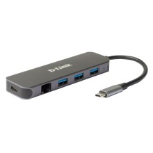 Док-станция с разъемом USB Type-C, 3 портами USB 3.0, 1 портом USB Type-C/PD 3.0 и 1 портом Gigabit EthernetD-Link DUB-2334/A1A
