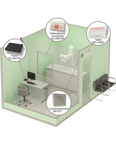 Комплект светового, звукового и голосового вызова посетителя в кабинет Hostcall MP-912W2 в Ростове-на-Дону Система оповещения и трансляции Hostcall Pintop.ru
