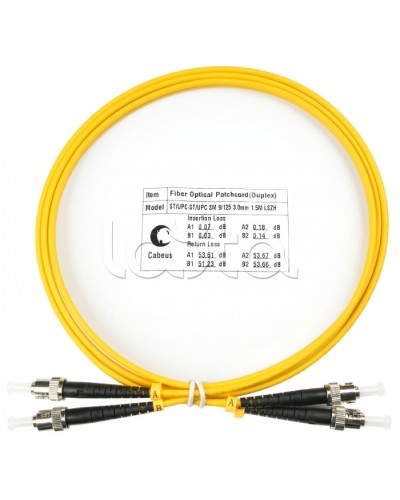 Шнур оптический duplex ST-ST 9/125 sm 1,5м LSZH Cabeus FOP(d)-9-ST-ST-1,5m в Ростове-на-Дону Патч-корды оптические Pintop.ru