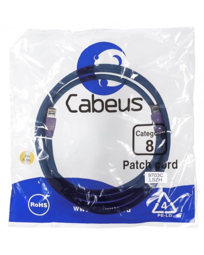 Патч-корд S/FTP Cabeus PC-SSTP-RJ45-Cat.8-2m-LSZH в Ростове-на-Дону Патчкорды (медные) Pintop.ru