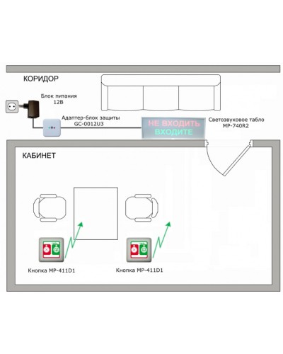 Радиокомплект светового и звукового вызова Hostcall MP-911W2 в Ростове-на-Дону Система оповещения и трансляции Hostcall Pintop.ru