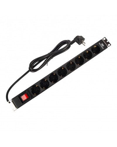 Блок распределения 19 (PDU) с выключателем на 16А, 8 разъемов SHUKO, шнур питания 1,8 м, черныйDatarex DR-432121 в Ростове-на-Дону Блоки розеток Pintop.ru