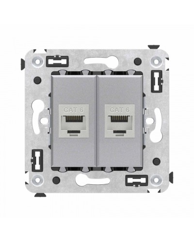 Компьютерная розетка RJ-45 в стену, кат.6 двойная экранированная, Avanti, Закаленная сталь DKC (4404794) в Ростове-на-Дону Розетки компьютерные и телефонные Pintop.ru