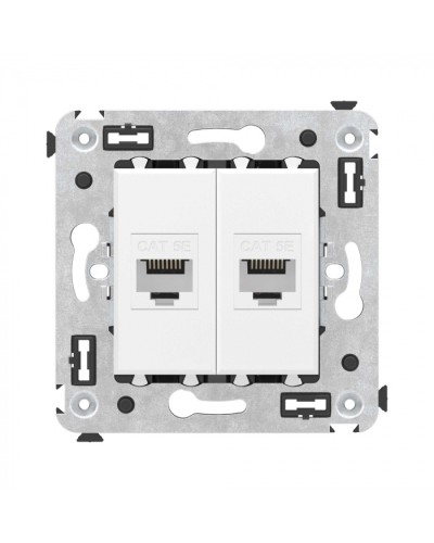 Компьютерная розетка RJ-45 без шторки в стену, кат.5е двойная, Avanti, Белое облако DKC 4400664 в Ростове-на-Дону Розетки компьютерные и телефонные Pintop.ru