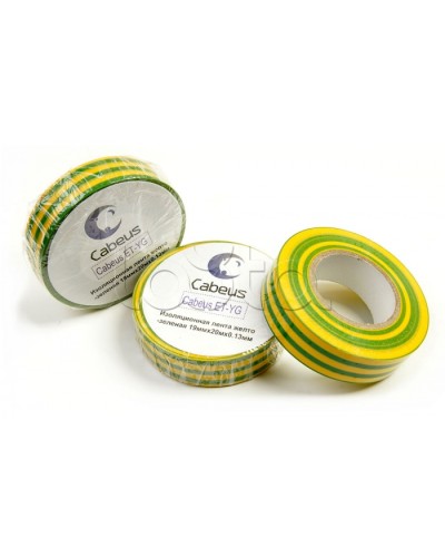 Лента изоляционная (желто-зеленая) Cabeus ET-YG в Ростове-на-Дону Аксессуары для кабель-канала Pintop.ru