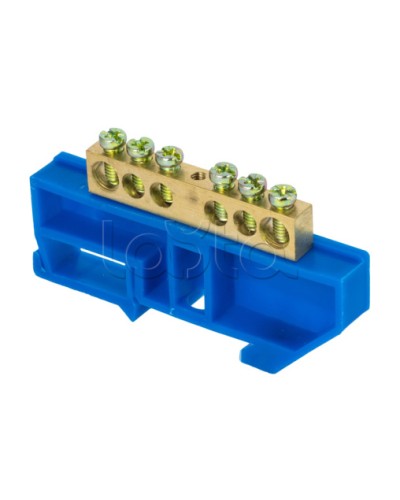 Шина 0 N (8х12мм) 6 отверстий латунь синий изолятор на DIN-рейку EKF PROxima (sn0-125-6-d) в Ростове-на-Дону Клеммные колодки Pintop.ru