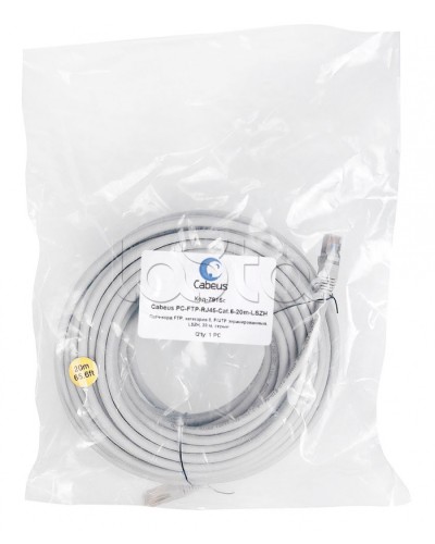 Патч-корд FTP, категория 6, F/UTP экранированный, LSZH, 20 м, серый Cabeus PC-FTP-RJ45-Cat.6-20m-LSZH в Ростове-на-Дону Патчкорды (медные) Pintop.ru