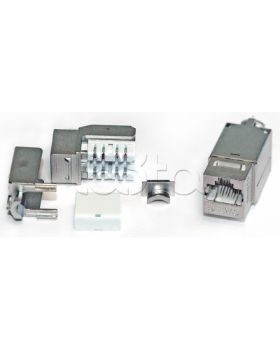 Вставка Keystone Jack RJ-45(8P8C), категория 6A, экранированная, 110 IDC, заделка с помощью NE-TOOL, белая Hyperline KJNE-8P8C-C6A-90-SH-F-WH в Ростове-на-Дону Модули Keystone Pintop.ru