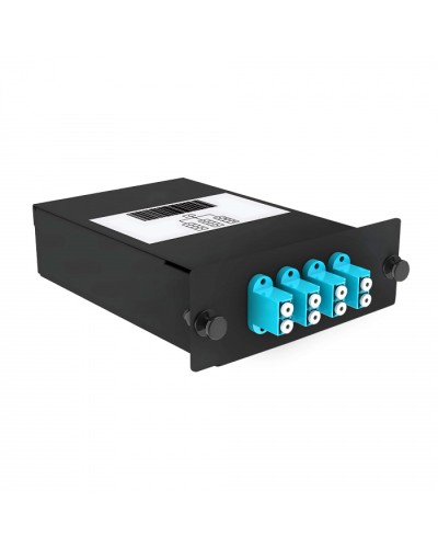 Кассета кроссовая 1 разъем черный Cabeus (FO-OM3-1x8MPO(m)/U-8xLC/U-А-BK) в Ростове-на-Дону Кросс оптический Pintop.ru