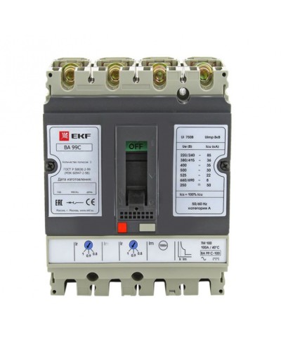 Выключатель автоматический ВА-99C (Compact NS) 100/ 80А 3P+N 36кА EKF PROxima (mccb99C-100-80+N) в Ростове-на-Дону Электротехническое оборудование Pintop.ru