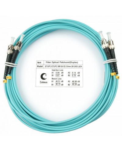 Шнур оптический duplex ST-ST 50/125 MM OM3 5 м LSZH Cabeus FOP-50-ST-ST-5M в Ростове-на-Дону Патч-корды и пигтейлы Pintop.ru