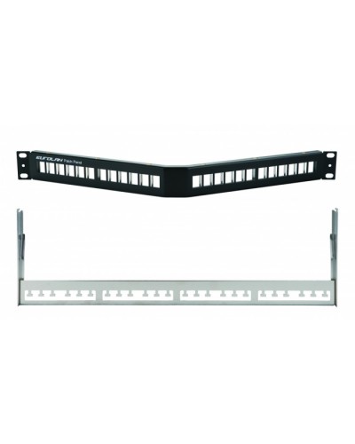Коммутационная угловая панель 19” наборная, FTP, 1U, 24 порта, черный Eurolan (27A-00-24BL) в Ростове-на-Дону Патч панель Pintop.ru