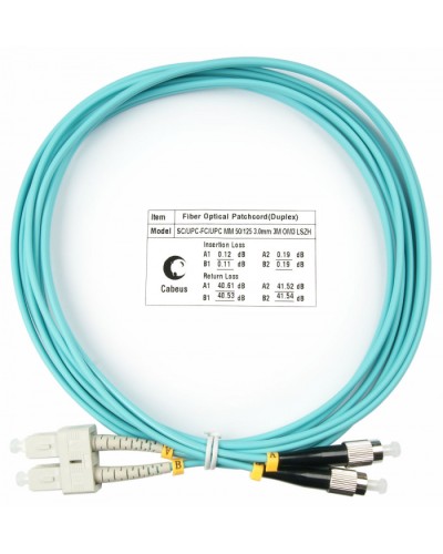 Шнур оптический duplex SC-FC 50/125 mm OM3 3м LSZH Cabeus FOP-50-SC-FC-3m в Ростове-на-Дону Патч-корды и пигтейлы Pintop.ru