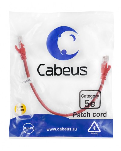 Патч-корд медный U/UTP кат.5е (0,3м) LSZH (красный) Cabeus (PC-UTP-RJ45-Cat.5e-0.3m-RD-LSZH) в Ростове-на-Дону Патчкорды (медные) Pintop.ru