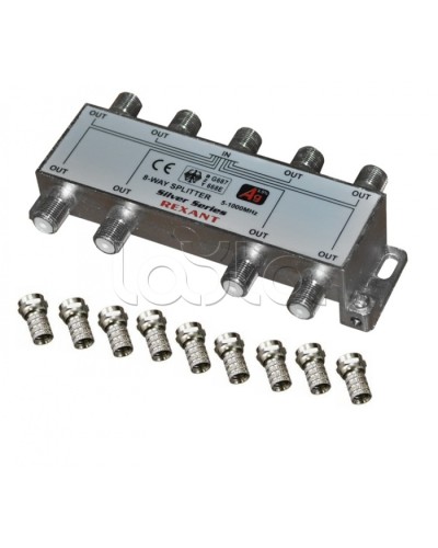 Делитель телевизионный ТВx8 + 9 шт. F BOX 5-1000 МГц Silver (5шт/уп) REXANT 05-6105 в Ростове-на-Дону Системы видеонаблюдения Pintop.ru