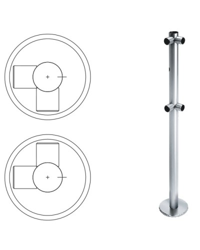 Стойка ограждения L-образная с отверстием под фиксатор, 2 муфты справа (антик серебро) Oxgard в Ростове-на-Дону Ограждения Pintop.ru