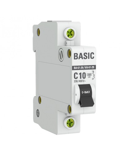Автоматический выключатель 1P 10А (C) 4,5кА ВА 47-29 EKF Basic (mcb4729-1-10C) в Ростове-на-Дону Электротехническое оборудование Pintop.ru