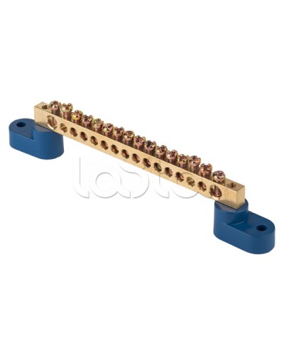 Шина 0 N (8х12мм) 16 отверстий латунь 2 синих угловых изолятора EKF PROxima (sn0-125-16-2) в Ростове-на-Дону Клеммные колодки Pintop.ru