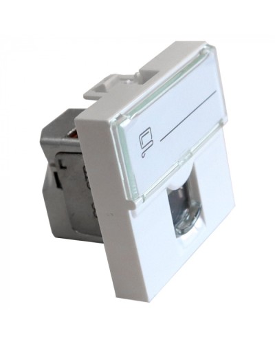 Вставка Mosaic 45x45, RJ-45 STP, кат.6, со шторкой и увеличенным окном маркировки, белая LANMASTER LAN-SIP-23S6-WH в Ростове-на-Дону Модули Keystone Pintop.ru