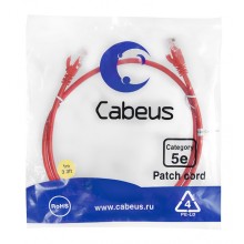 Патч-корд медный U/UTP кат.5е (1м) LSZH (красный) Cabeus (PC-UTP-RJ45-Cat.5e-1m-RD-LSZH)