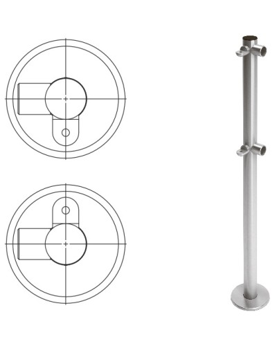 Стойка ограждения L-образная с 2-мя полупетлями слева (антик серебро) Oxgard в Ростове-на-Дону Ограждения Pintop.ru