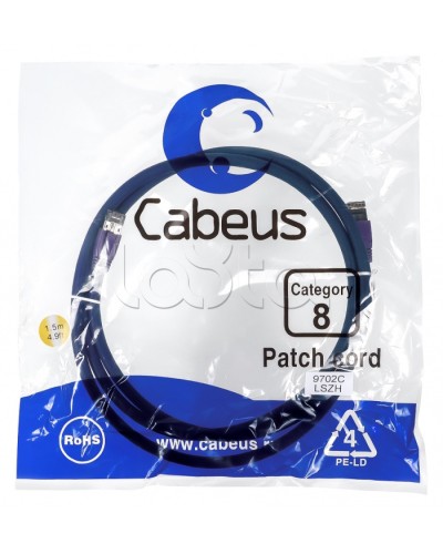 Патч-корд S/FTP Cabeus PC-SSTP-RJ45-Cat.8-1.5m-LSZH в Ростове-на-Дону Патчкорды (медные) Pintop.ru