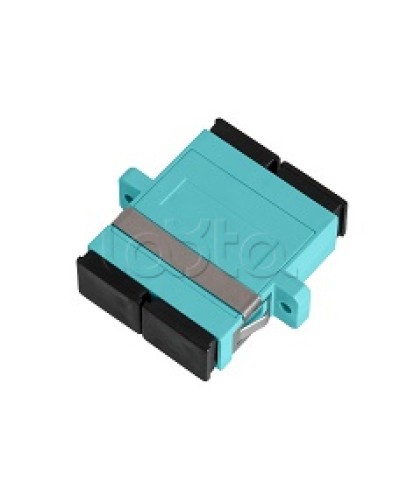 Адаптер NIKOMAX волоконно-оптический, соединительный, многомодовый, стандарта OM3, SC/UPC-SC/UPC, двойной, пластиковый, без шторки, с фланцами, аква, уп-ка 2шт. NIKOMAX (NMF-OA2M3-FN-SCU-SCU-AQ-2) в Ростове-на-Дону Проходные адаптеры и розетки оптические Pint