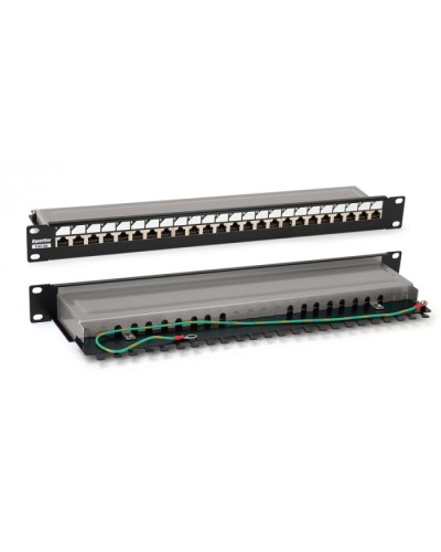 Патч-панель 19, 1U, 24 порта RJ-45 полн. экран., категория 6, Dual IDC, цвет черный Hyperline PP3-19-24-8P8C-C6-SH-110D в Ростове-на-Дону Патч панель Pintop.ru