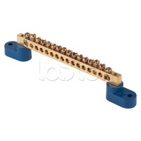 Шина "0" N (8х12мм) 16 отверстий латунь 2 синих угловых изолятора EKF PROxima (sn0-125-16-2)