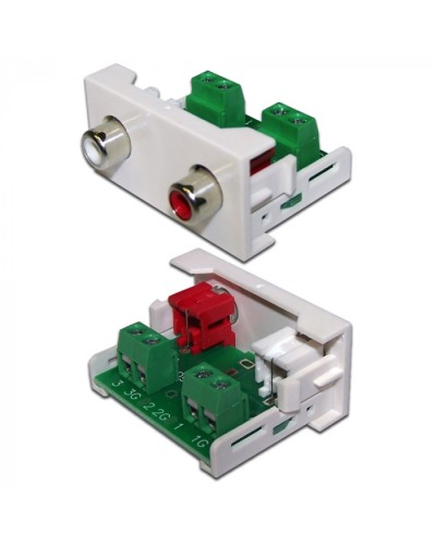 Вставка Mosaic 22.5x45 2xRCA Stereo Audio, белая LANMASTER (LAN-WA-LP-2RCA-WH) в Ростове-на-Дону Коннекторы и разъемы Pintop.ru