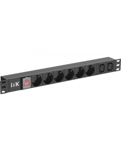 ITK 6 розеток нем. ст. + 2 С13 LED 1U вх. С14 алюмин.(PH12-6D2C133) в Ростове-на-Дону Блоки розеток Pintop.ru