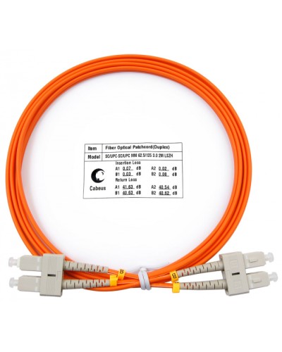 Шнур оптический duplex SC-SC 62,5/125 mm 2м LSZH Cabeus FOP-62-SC-SC-2m в Ростове-на-Дону Патч-корды оптические Pintop.ru