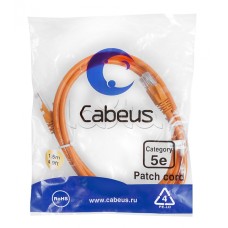 Патч-корд UTP, категория 5e, 1.5 м, неэкранированный, оранжевый Cabeus PC-UTP-RJ45-Cat.5e-1.5m-OR