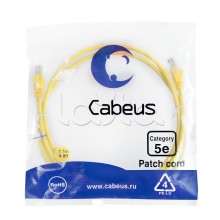 Патч-корд UTP, категория 5e, 1.5 м, неэкранированный, желтый Cabeus PC-UTP-RJ45-Cat.5e-1.5m-YL