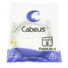 Шнур коммутационный 2xRJ-45/8P8C U/UTP кат.6 (1.5 м) Cabeus PC-UTP-RJ45-Cat.6-1.5m