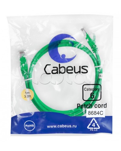 Патч-корд UTP, категория 6, 1 м, неэкранированный, зеленый Cabeus PC-UTP-RJ45-Cat.6-1m-GN в Ростове-на-Дону Патчкорды (медные) Pintop.ru