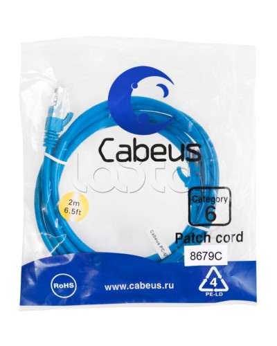 Патч-корд U/UTP Cabeus PC-UTP-RJ45-Cat.6-2m-BL-LSZH в Ростове-на-Дону Патчкорды (медные) Pintop.ru