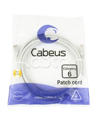 Шнур коммутационный 2xRJ-45/8P8C U/UTP кат.6 (3 м) Cabeus PC-UTP-RJ45-Cat.6-3m в Ростове-на-Дону Патчкорды (медные) Pintop.ru