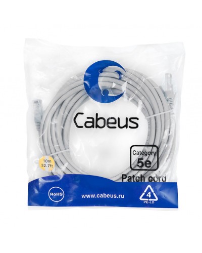 Патч-корд медный U/UTP кат.5е (20м) LSZH (серый) Cabeus (PC-UTP-RJ45-Cat.5e-20m-LSZH) в Ростове-на-Дону Патчкорды (медные) Pintop.ru